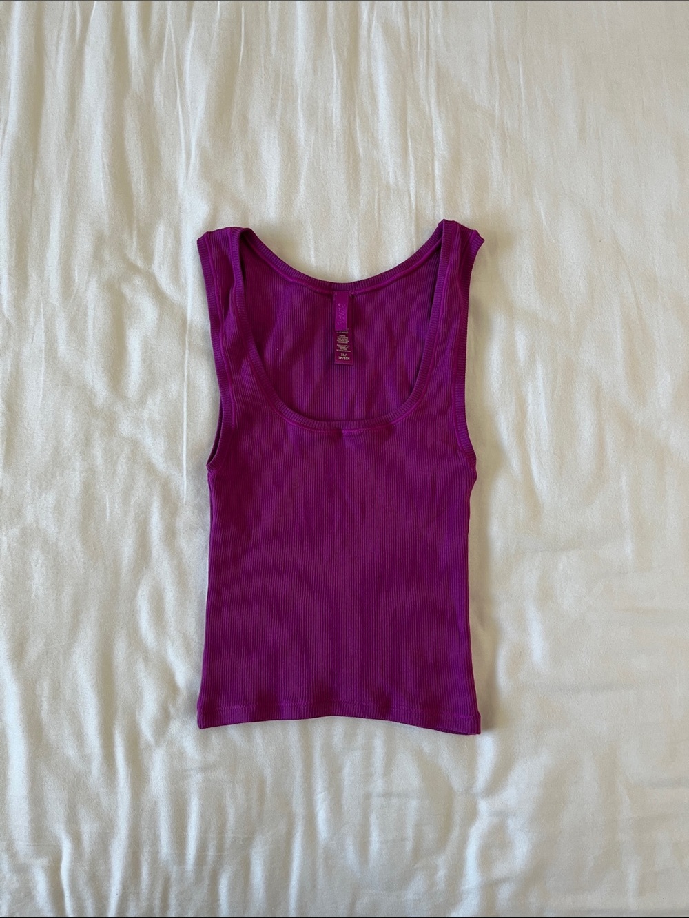 Skims Cotton Ribbed Scoop Tank Top Pink Purple